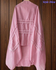 Cotton (Khadi) Pakistani Crochet Lace Semi-Stitched Suit with Dupatta (3 Pc Set)