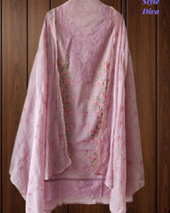 Mul Cotton Dual Overall Embroidery Unstitched Suit with Embroidered Dupatta | Festive & Party Wear