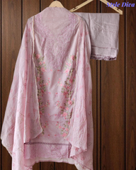 Mul Cotton Dual Overall Embroidery Unstitched Suit with Embroidered Dupatta | Festive & Party Wear