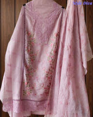 Mul Cotton Dual Overall Embroidery Unstitched Suit with Embroidered Dupatta | Festive & Party Wear