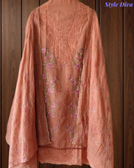 Mul Cotton Dual Overall Embroidery Unstitched Suit with Embroidered Dupatta | Festive & Party Wear