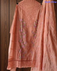 Mul Cotton Dual Overall Embroidery Unstitched Suit with Embroidered Dupatta | Festive & Party Wear