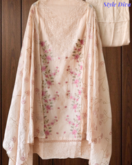Mul Cotton Dual Overall Embroidery Unstitched Suit with Embroidered Dupatta | Festive & Party Wear