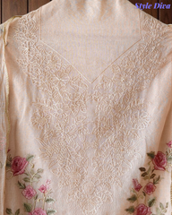 Mul Cotton Dual Overall Embroidery Unstitched Suit with Embroidered Dupatta | Festive & Party Wear