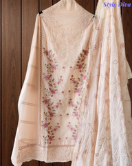 Mul Cotton Dual Overall Embroidery Unstitched Suit with Embroidered Dupatta | Festive & Party Wear