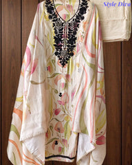 Muslin Digital Printed Cut Dana Embroidered Un-Stitched Suit with Digital Print Dupatta