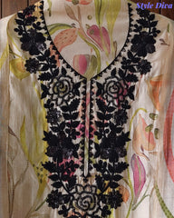 Muslin Digital Printed Cut Dana Embroidered Un-Stitched Suit with Digital Print Dupatta