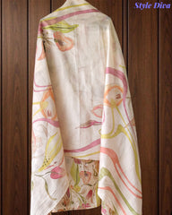 Muslin Digital Printed Cut Dana Embroidered Un-Stitched Suit with Digital Print Dupatta