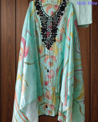 Muslin Digital Printed Cut Dana Embroidered Un-Stitched Suit with Digital Print Dupatta