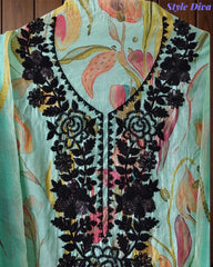Muslin Digital Printed Cut Dana Embroidered Un-Stitched Suit with Digital Print Dupatta