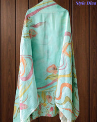 Muslin Digital Printed Cut Dana Embroidered Un-Stitched Suit with Digital Print Dupatta