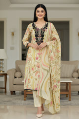 (LIGHT GREEN)-Muslin Digital Printed Cut Dana Embroidered Un-Stitched Suit with Digital Print Dupatta