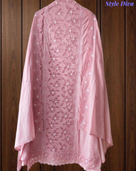 Premium Cotton Laser Cut Embroidered Unstitched Suit Set With Scalloped Dupatta