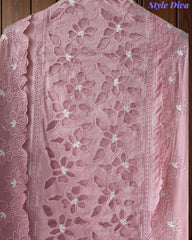 Premium Cotton Laser Cut Embroidered Unstitched Suit Set With Scalloped Dupatta