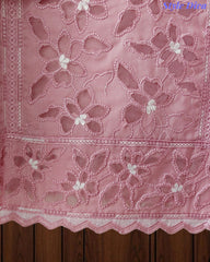 Premium Cotton Laser Cut Embroidered Unstitched Suit Set With Scalloped Dupatta