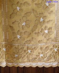 Premium Cotton Laser Cut Embroidered Unstitched Suit Set With Scalloped Dupatta