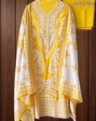 Cotton Digital Print Un-Stitched Suit with Cut Dana, Pearl Work & Tassel Dupatta