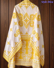 Cotton Digital Print Un-Stitched Suit with Cut Dana, Pearl Work & Tassel Dupatta