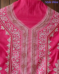 Cotton Digital Print Un-Stitched Suit with Cut Dana, Pearl Work & Tassel Dupatta