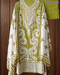 Cotton Digital Print Un-Stitched Suit with Cut Dana, Pearl Work & Tassel Dupatta