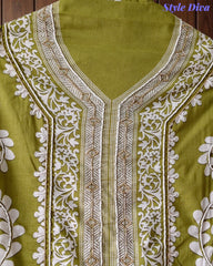 Cotton Digital Print Un-Stitched Suit with Cut Dana, Pearl Work & Tassel Dupatta