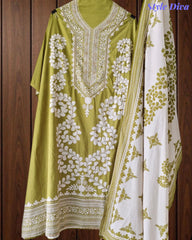 Cotton Digital Print Un-Stitched Suit with Cut Dana, Pearl Work & Tassel Dupatta