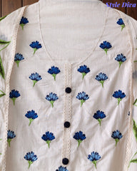 Pure Cotton Overall Embroidered Unstitched Suit With Embroidered Dupatta