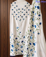 Pure Cotton Overall Embroidered Unstitched Suit With Embroidered Dupatta