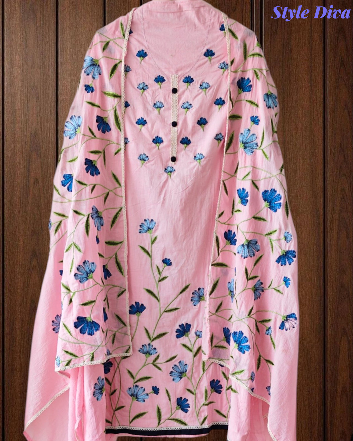 Pure Cotton Overall Embroidered Unstitched Suit With Embroidered Dupatta