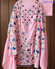 Pure Cotton Overall Embroidered Unstitched Suit With Embroidered Dupatta