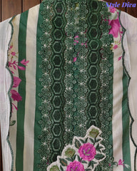 Cotton Digital Print Unstitched Crochet Lace Suit with Embroidered Dupatta