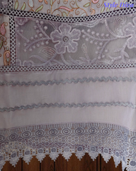 Designer Mul Cotton Embroidered Unstitched Suit Set with Crochet Lace Dupatta