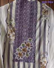 Cotton Digital Print Unstitched Crochet Lace Suit with Embroidered Dupatta