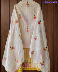Cotton Digital Print Unstitched Crochet Lace Suit with Embroidered Dupatta