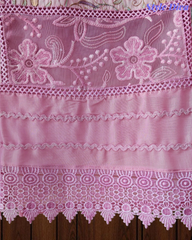 Designer Mul Cotton Embroidered Unstitched Suit Set with Crochet Lace Dupatta