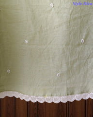 Mul Cotton Embroidered Unstitched Suit with Scalloped Embroidery Dupatta