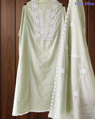 Mul Cotton Embroidered Unstitched Suit with Scalloped Embroidery Dupatta
