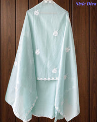 Mul Cotton Embroidered Unstitched Suit with Scalloped Embroidery Dupatta