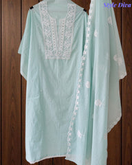 Mul Cotton Embroidered Unstitched Suit with Scalloped Embroidery Dupatta