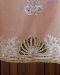 Mul Cotton Embroidered Pita Work Unstitched Suit with Scalloped Dupatta