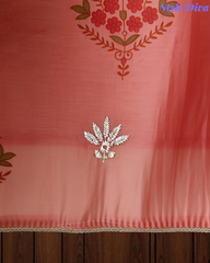 Mul Cotton Block Print Pita Embroidered Unstitched Suit with Scalloped Dupatta | Festive & Party Wear