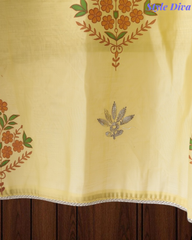 Mul Cotton Block Print Pita Embroidered Unstitched Suit with Scalloped Dupatta | Festive & Party Wear