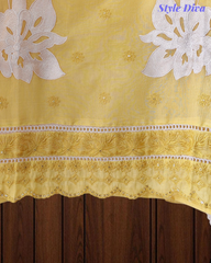 Mul Cotton Block Print Pita Embroidered Unstitched Suit with Scalloped Dupatta(3 Pc Set)