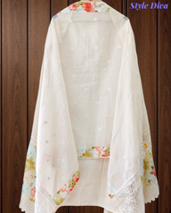 Premium Pure Cotton Laser Cut Embroidered Unstitched Suit Set with Cut-Dana & Designer Dupatta