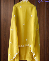 Mul Cotton Embroidered Unstitched Suit with Scalloped Embroidery Dupatta