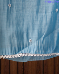 Mul Cotton Embroidered Unstitched Suit with Scalloped Embroidery Dupatta