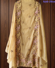 Mul Cotton Colourful Thread Embroidery Unstitched Suit Set for Women | Festive & Party Wear