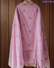 Mul Cotton Colourful Thread Embroidery Unstitched Suit Set for Women | Festive & Party Wear