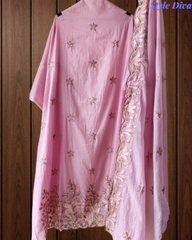 Mul Cotton Colourful Thread Embroidery Unstitched Suit Set for Women | Festive & Party Wear