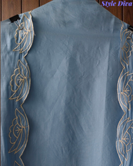 Designer Mul Cotton Unstitched Suit Set - Laser Cut Embroidery, Applique Work & Scalloped Dupatta